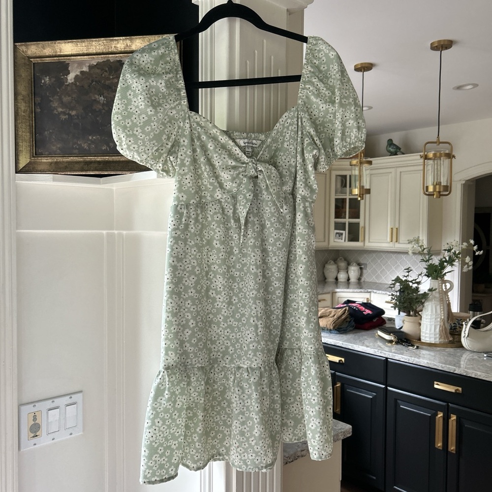 Speechless Mint Floral Dress with Bow